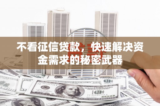 峰峰矿区不看征信贷款，快速解决资金需求的秘密武器