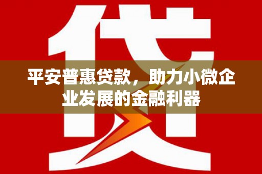 峰峰矿区平安普惠贷款，助力小微企业发展的金融利器
