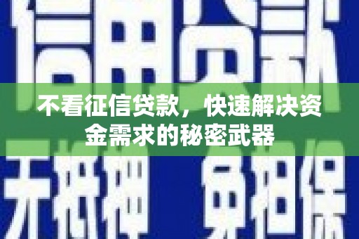 峰峰矿区不看征信贷款，快速解决资金需求的秘密武器