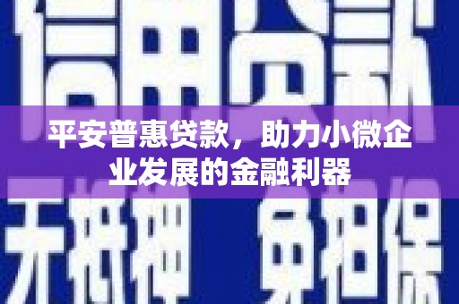 峰峰矿区平安普惠贷款，助力小微企业发展的金融利器