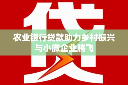 峰峰矿区农业银行贷款助力乡村振兴与小微企业腾飞